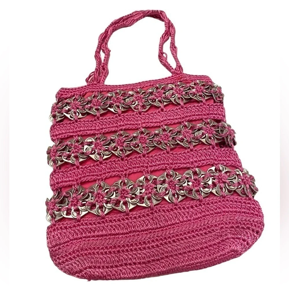 Handmade Aluminum Soda Pop Tab Pink Crocheted Purse Upcycled